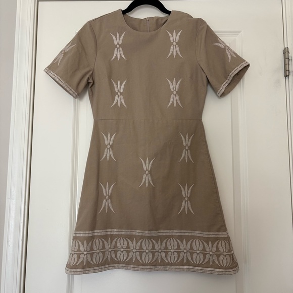 Zara Women’s Beige Embroidered Linen Blend Mini Dress - Picture 4 of 10